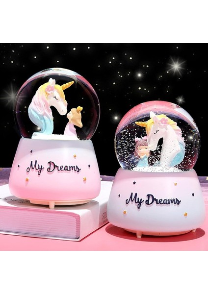Unicorn Orta Boy Işıklı Müzikli Kar Küresi