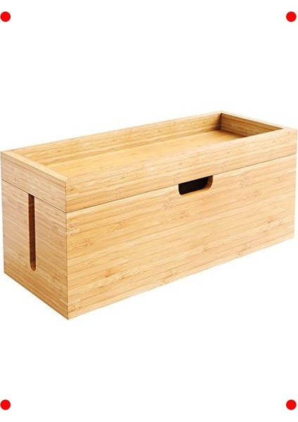 Bambu Kapaklı Kablo Saklama Kutusu