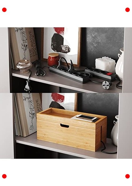 Bambu Kapaklı Kablo Saklama Kutusu modelleri