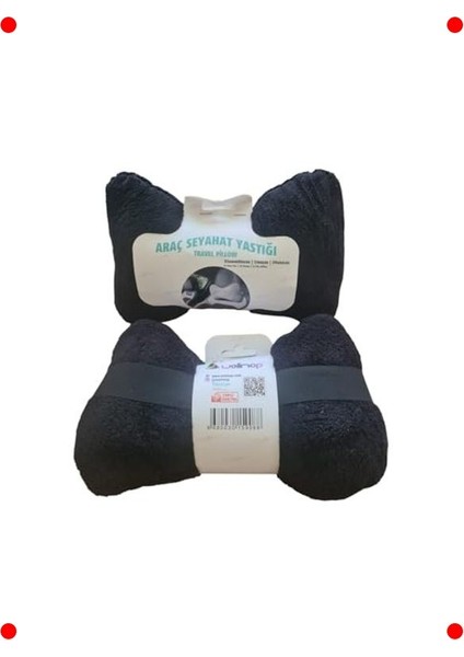 Kemik Şekilli Boyun Yastığı Seti (2'li, Siyah)