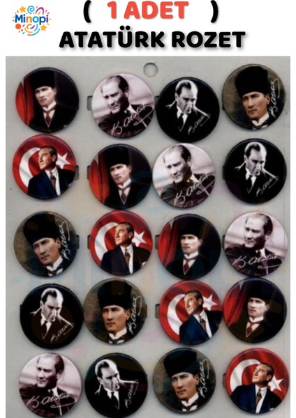 ( 1 Adet ) Atatürklü Yaka Rozeti Karışık Plastik Atatürk Rozet Öğretmenler Günü Hediyesi Bayrak