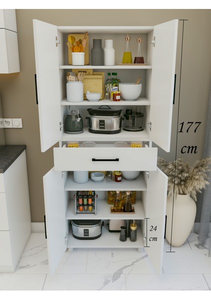 Çok Amaçlı Dolap Parlak Beyaz Dolap Çekmeceli 4 Kapaklı Dolap fiyatları