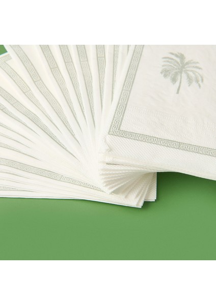 Kitchen 20'li Palmiye Desen Peçete - Gri / Beyaz - 16X8 cm modelleri