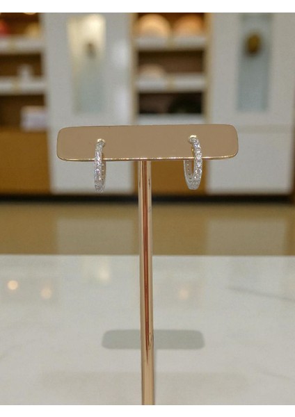 Zirkon Taşlı 925 Ayar Gümüş Halka Küpe – Klasik Işıltılı Model