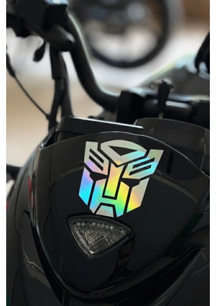 Motor ve Kask Için Hologramlı Renk Transformers Sticker Etiket (1 Adet)