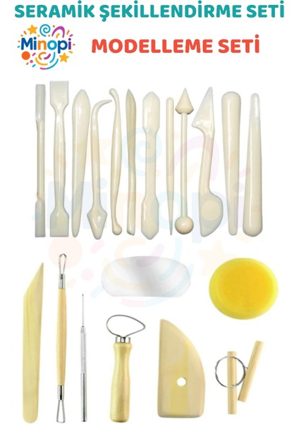Seramik Başlangıç Seti Oyma Şekillendirici Set 20 Parça Set Kil Çömlek Şekillendirici