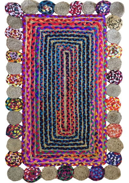 Home D15 Bolero Jüt Örgü Halı - Renkli - 120X180 cm
