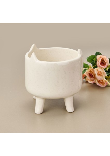 Ayaklı Seramik Saksı - Beyaz - 14X14X15,5 cm fiyatları