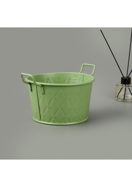 Mia Prizma Terracota Kulplu Galvaniz Saksı - Yeşil - 18 cm fiyatları