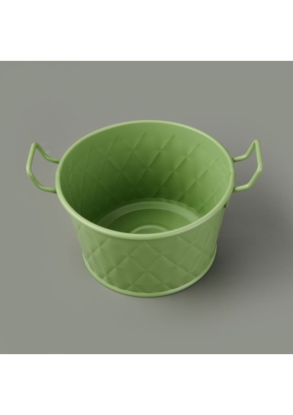 Mia Prizma Terracota Kulplu Galvaniz Saksı - Yeşil - 18 cm modelleri