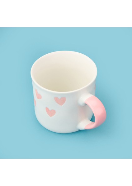 Houseware Kalp Desenli Porselen Kupa - Beyaz / Pembe - 320 ml modelleri
