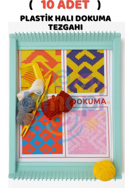 ( 10 Adet ) Plastik Halı Dokuma Tezgahı Hobi Okul Elişi Çocuk Halı Dokuma Tezgah