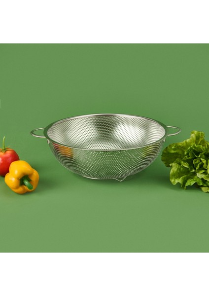 Paslanmaz Çelik Süzgeç - Gri - 28 cm