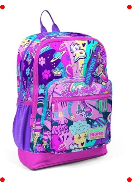 Grafiti Desenli Dört Bölmeli Ilkokul Kız Sırt Çantası