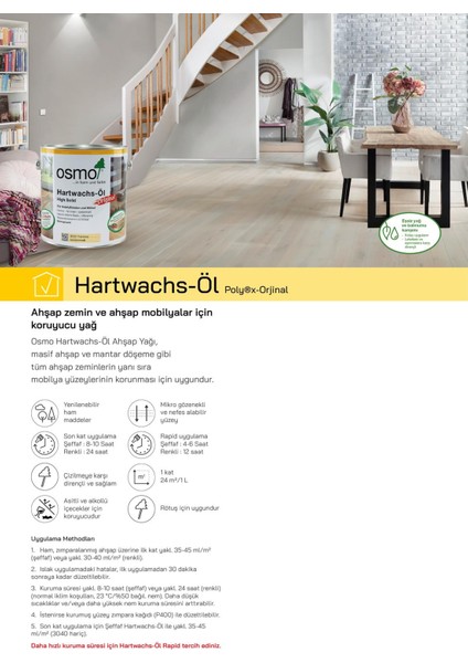 Hartwachs-Öl Şeffaf Iç Mekan Masif Kaplama Mobilya ve Parke Yağı 375 ml fiyatları