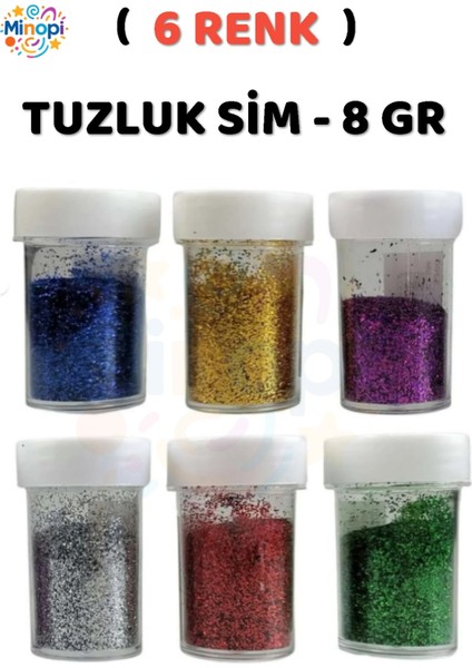 Renkli Toz Sim Tuzluk Şekilli Karışık Renk 6 Kutu ( 6 Adet )