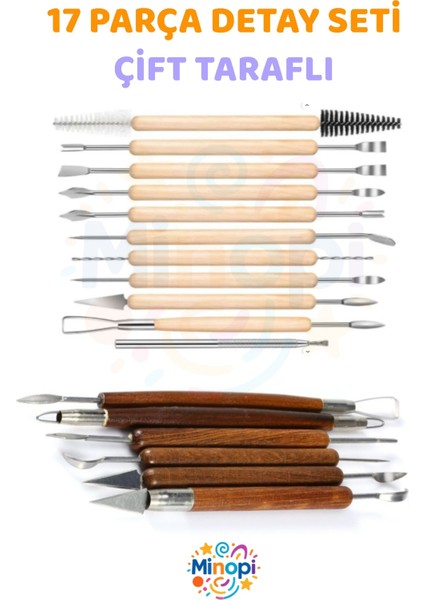 Seramik Kil Hamuru Detay Seramik Seti 17'li Modelleme Modelaj Seti Premium Kalite