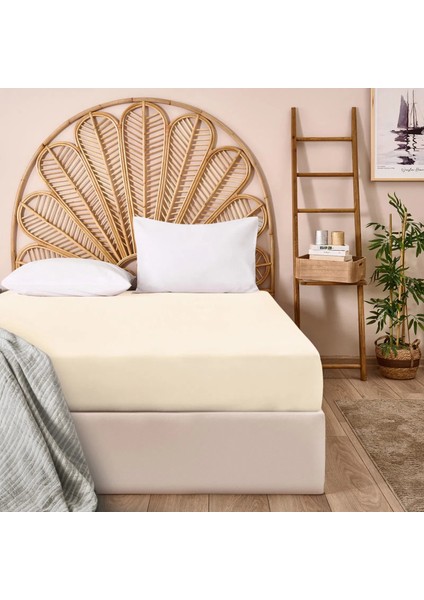 Soft Basic Çift Kişilik Lastikli Çarşaf - Ekru - 160X200 cm