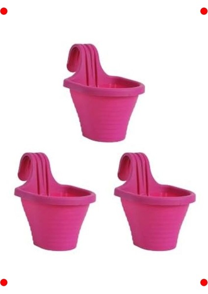 Askılı Fuşya Balkon Saksı Seti (3 Adet) - 20 cm