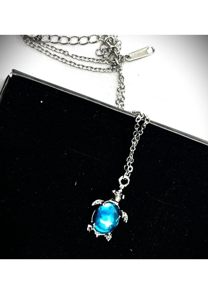 Okyanus Mavisi Caretta Caretta Çelik Kolye