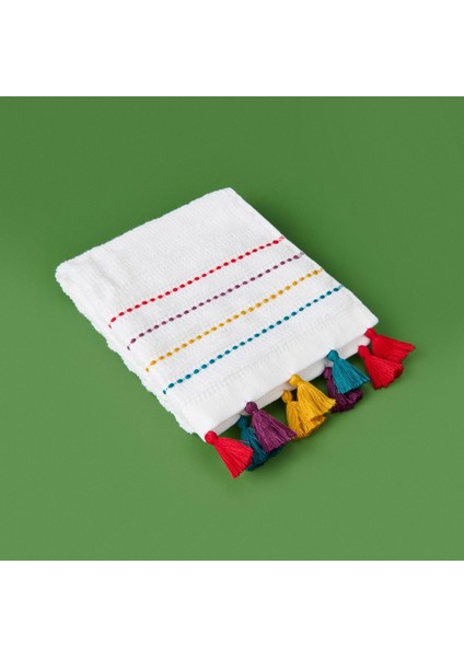 Soft Püsküllü El Havlusu - Beyaz / Renkli - 30X50 cm fiyatları