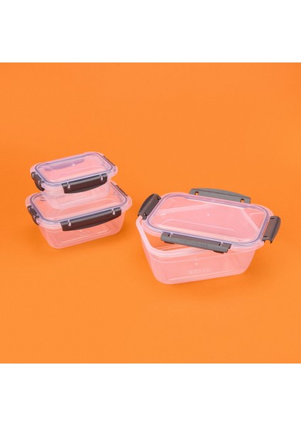 Plastik Dikdörtgen Sızdırmaz Kilitli Saklama Kabı - Füme