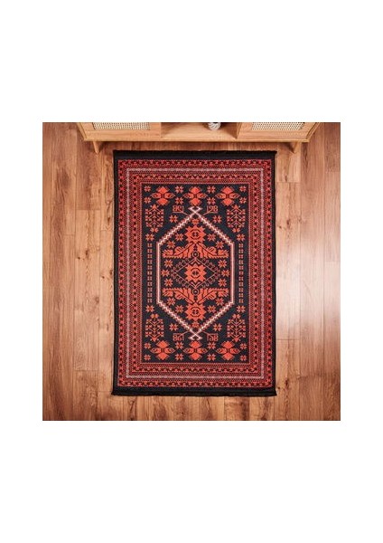 Soft Ruby Afgan Desenli Halı - Kırmızı - 120X180 cm