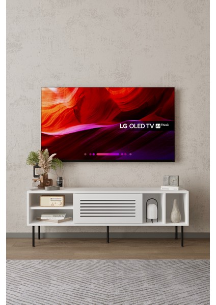 Umay Panjur Kapaklı Beyaz Tv Ünitesi 120 cm