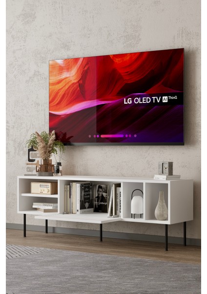 Umay Panjur Kapaklı Beyaz Tv Ünitesi 120 cm modelleri