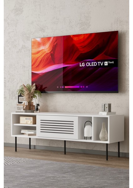 Umay Panjur Kapaklı Beyaz Tv Ünitesi 120 cm fırsatları