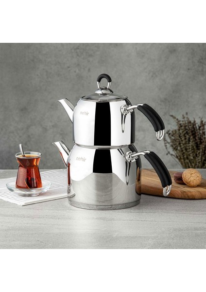 Modern Maxi Çaydanlık - Gri / Siyah