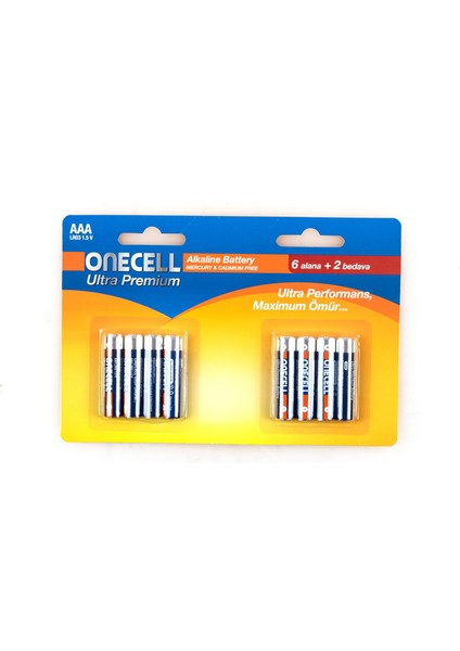 Ultra Premium Alkalin 1,5 V. 8'li Aaa Boy Pil