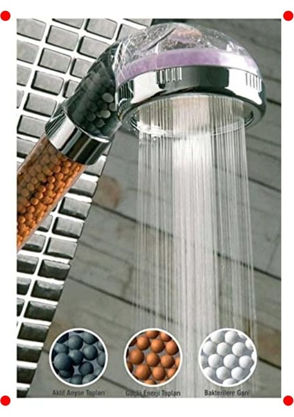 Arıtmalı Tasarruflu Boncuklu Duş Başlığı