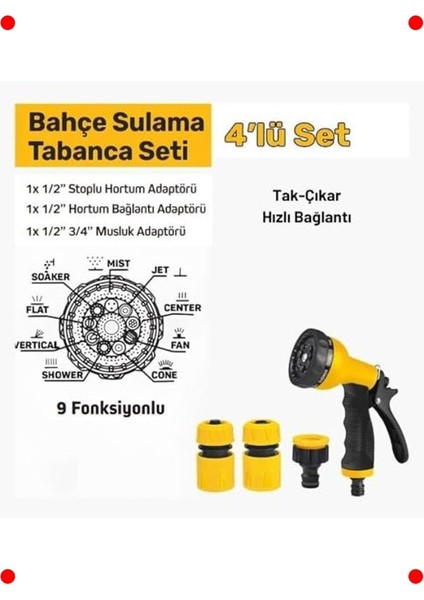 9 Fonksiyonlu Sulama Tabancası Seti - Bahçe & Oto Yıkama fiyatları