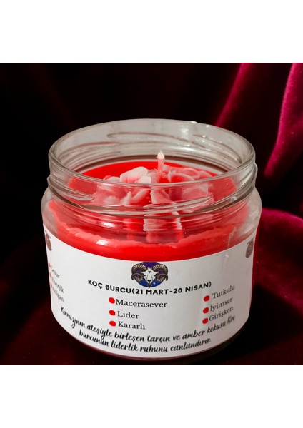 Koç Burcu Kokulu Mum – Kırmızı Soya Wax El Yapımı Tarçın & Amber Cam Kavanoz Mum fiyatları