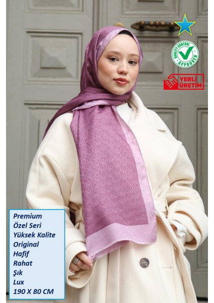 Hint Ipek Premium Lux Original Monogram Şal (Ipek Vual, Özel Seri, Yüksek Kalite, Hafif, Rahat, Şık, Tesettür Giyim, Shawl, Hijab)