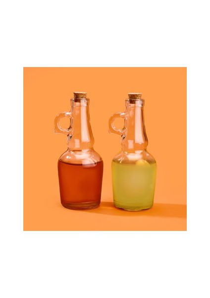 Mantar Kapaklı 2'li Yağlık Seti - Şeffaf / Açık Kahverengi - 250 ml