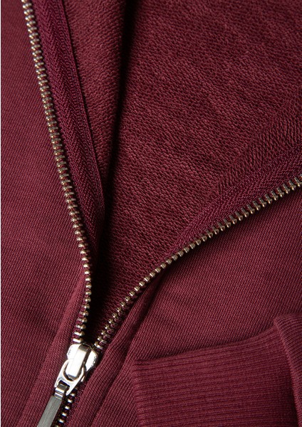 Biye Detaylı Fermuarlı Bordo Sweatshirt 1S10365-70393