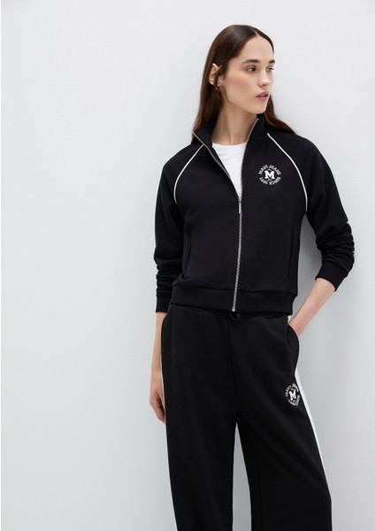 Biye Detaylı Fermuarlı Siyah Sweatshirt 1S10365-900