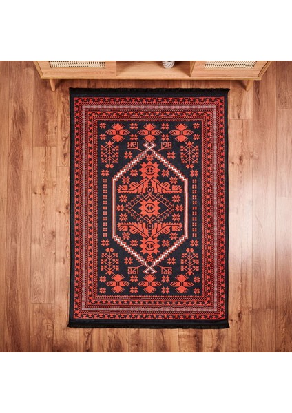 Soft Ruby Afgan Desenli Halı - Kırmızı - 120X180 cm