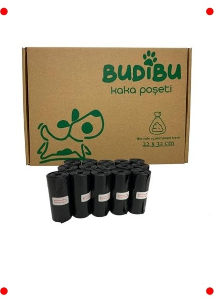 Evcil Hayvan Dışkı Torbası - 15 Rulo (225 Adet Siyah)