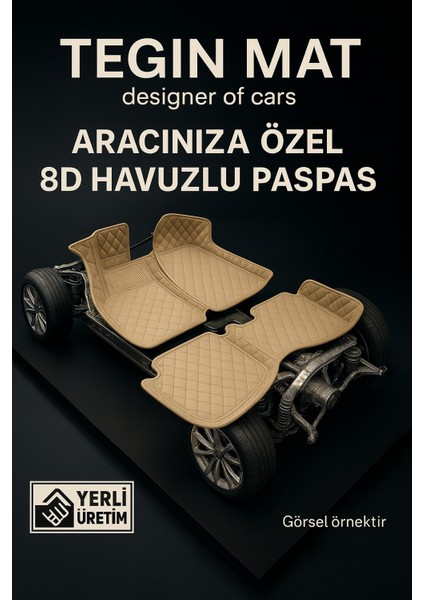 Ford Mondeo 2014-2024 Arası 8d Araca Özel Havuzlu Suni Deri Paspas Bej (Tam Kaplama, 11 Mm, Kokusuz)