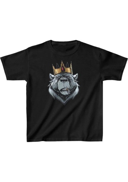 Unisex Çocuk Baskılı T-Shirt - Siyah