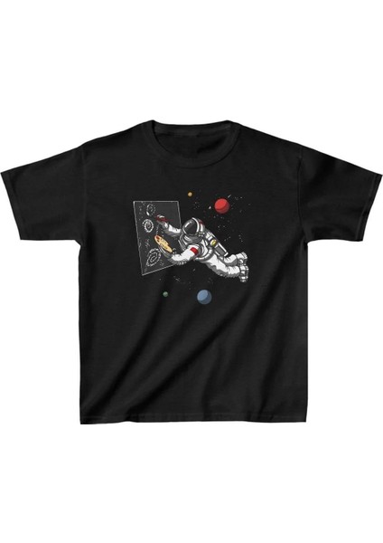 Unisex Çocuk Baskılı T-Shirt - Siyah