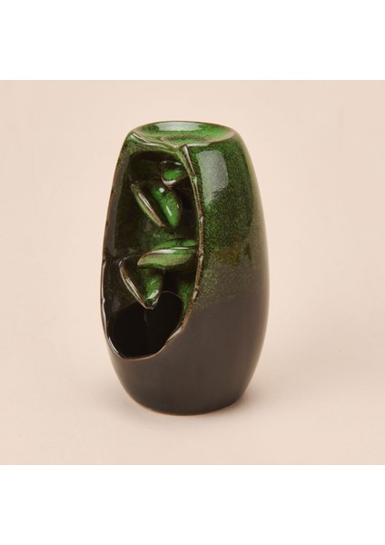 Seramik Geri Akış Buhurdanlık ve Tütsülük - Yeşil - 13X8 cm