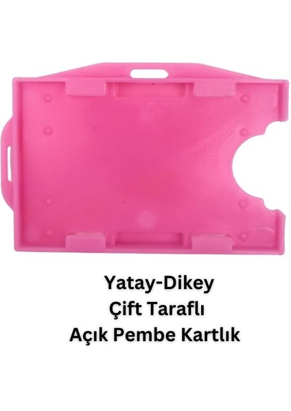 Açık Pembe Yatay Dikey Çift Taraflı Kart Koruyucu