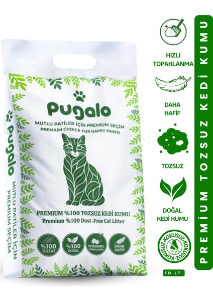 Tozsuz Naturel Kedi Kumu Premium Koku Hapseden Topaklanan Çok Katmanlı Kedi Kumu 10LT