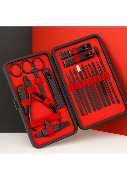 Nexoran® 24 Parça Kendiliğinden Deri Çantalı Seyahat Tipi Manikür Pedikür Seti