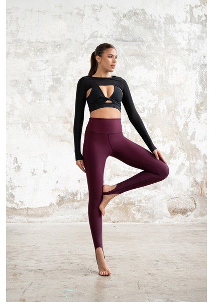 Topukdan Geçmeli Spor Tayt Fitness Ekstra Yüksek Bel