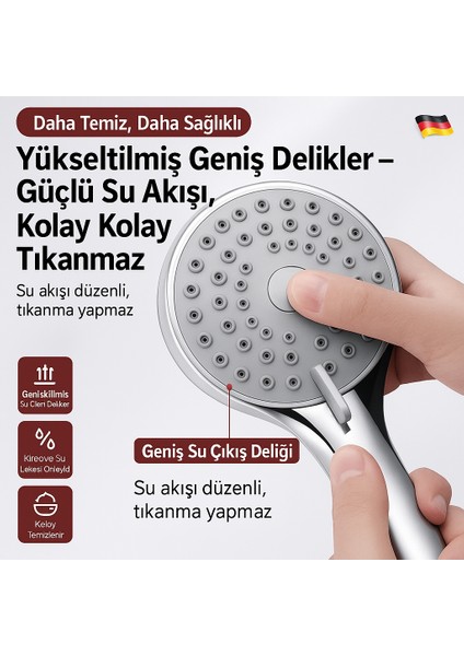 5 Fonksiyonlu Basınçlı Duş Başlığı – Yüksek Basınç, Su Tasarrufu, Kireç Önleyici, Evrensel Bağlantı fiyatları